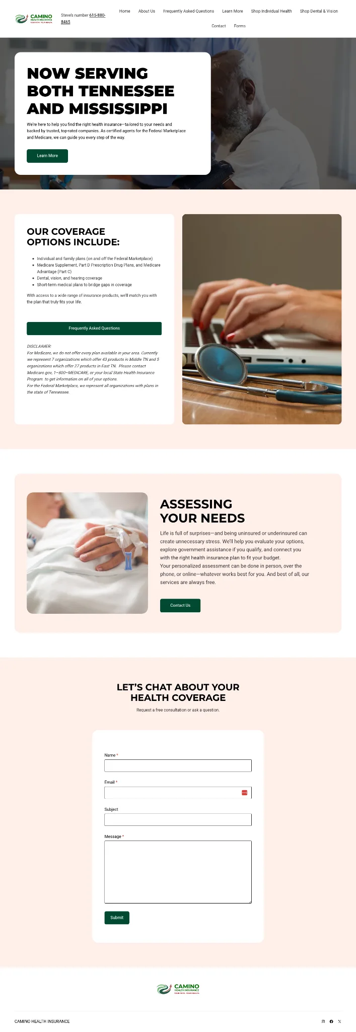 Camino Health Insurance website